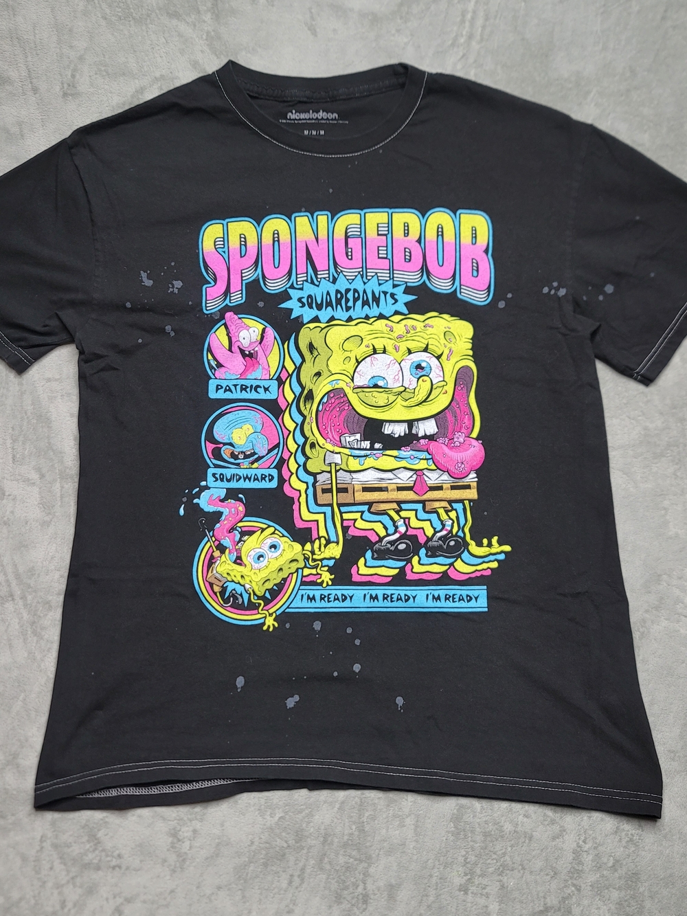 Nickelodeon SpongeBob SquarePants I'm Ready Graphic T-Shirt Black Medium